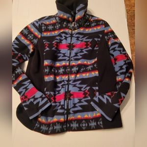 Ralph Lauren Chaps Sport Fleece Jacket Size Large Aztec Southwestern Full Zip
